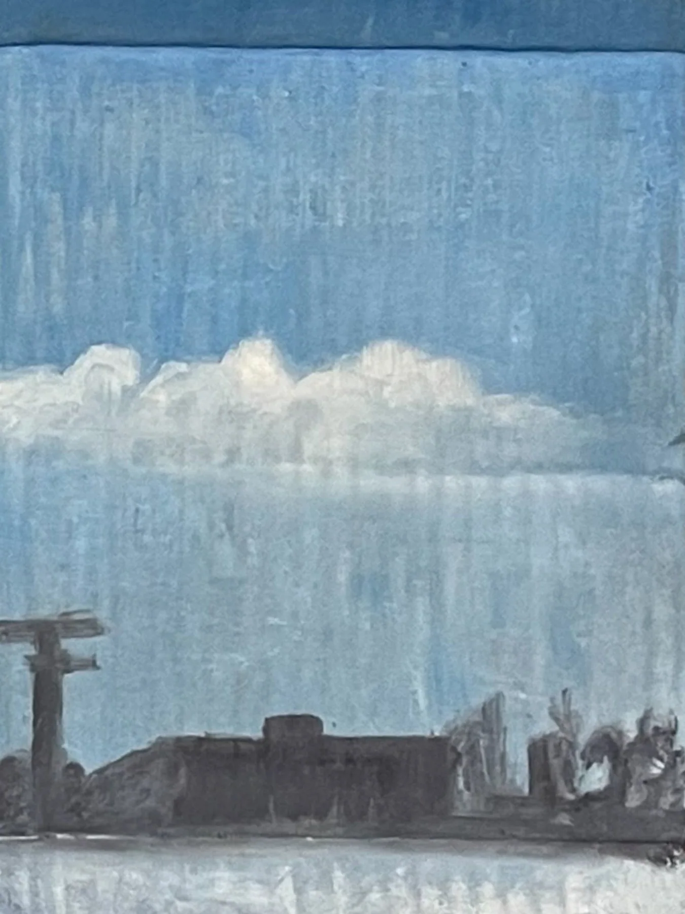 Wharf Jumpers painting on recycled cardboard