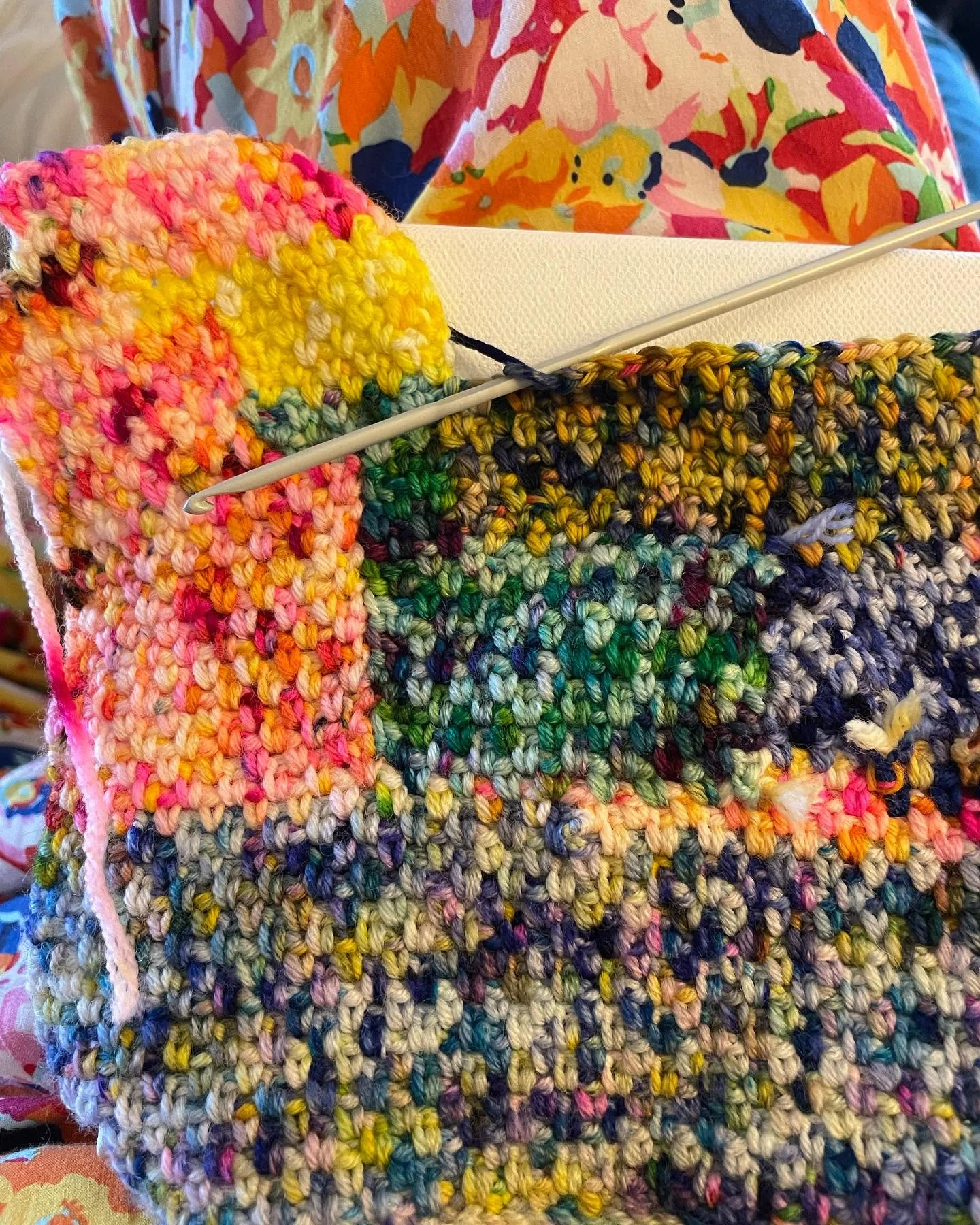 Colourful textile work in progress